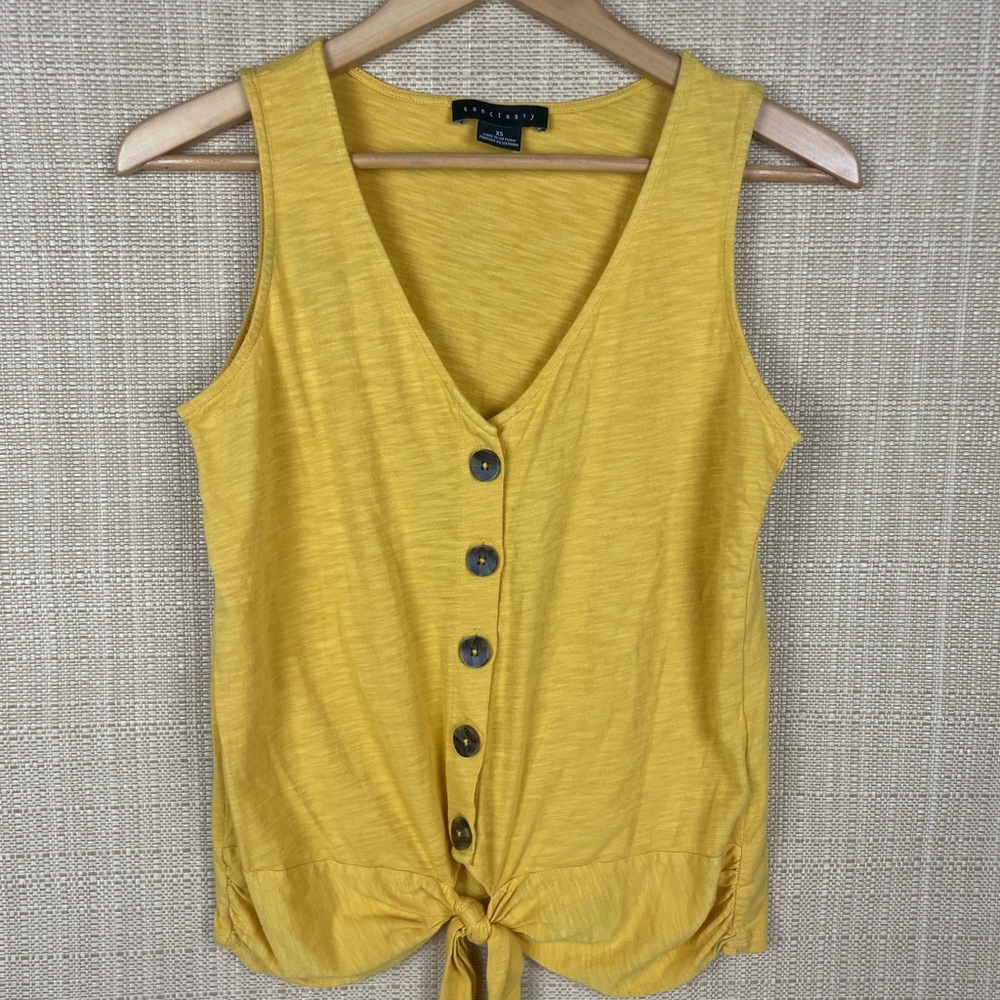Sanctuary Yellow Causal Tie-Front Tank Top, XS